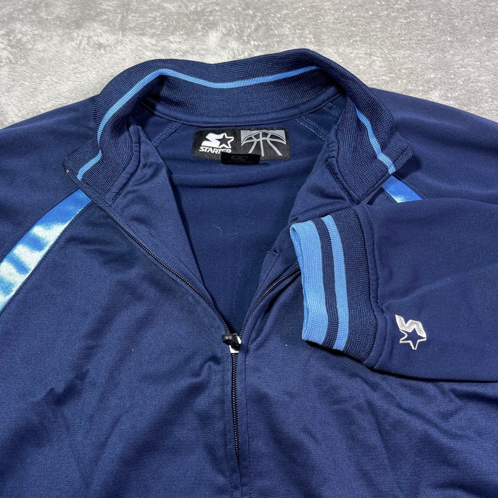 Starter Men's Track Jacket Full Zip Navy Blue‎ Striped Athletic Warm Up Medium